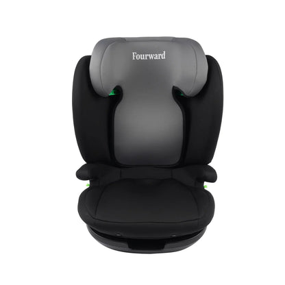 Czarno szary fotelik samochodowy isofix ece r129 11-36 kg dla dzieci 3-12 lat z nowoczesnym designem