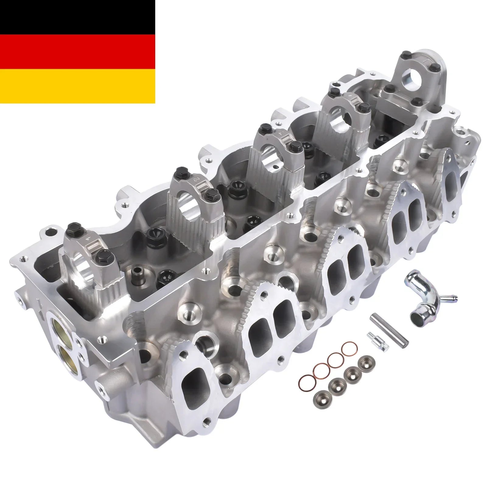 Srebrna aluminiowa głowica cylindra do ford ranger mazda b-series 2,5 l td 4wd z czarnymi śrubami i uszczelkami