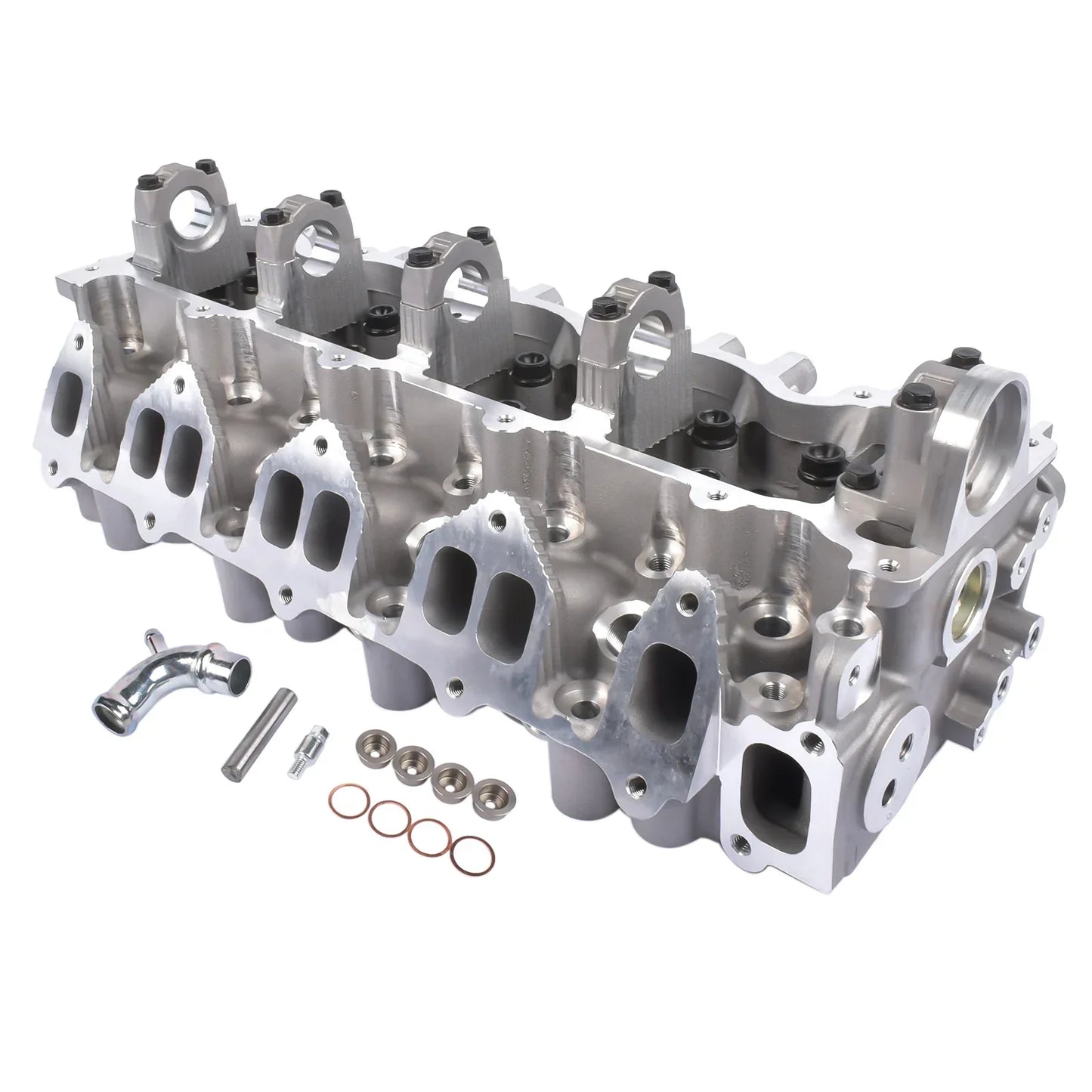 Srebrna aluminiowa głowica cylindra do ford ranger mazda b-series 2,5 l td z zaworami i uszczelkami md25ti