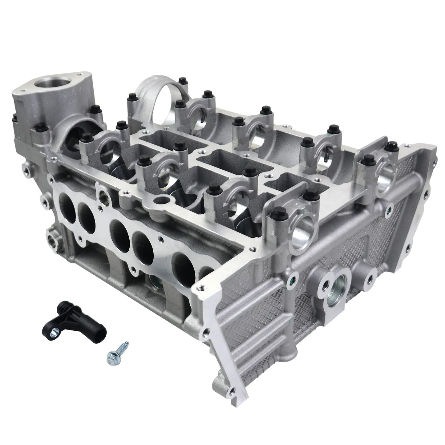 Srebrna aluminiowa głowica silnika cm5g6c032cb z czarnymi gumowymi tulejami do tourneo connect