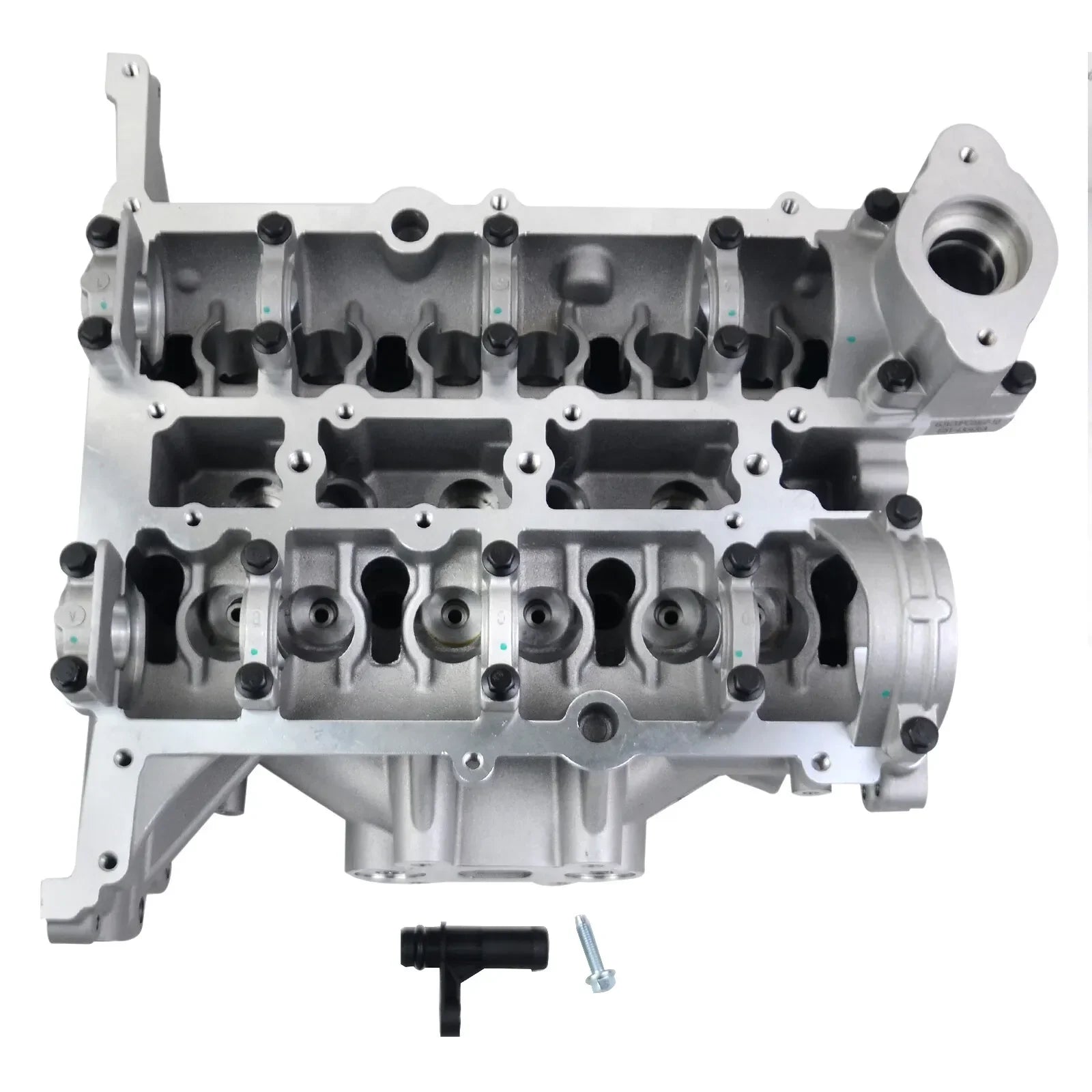 Srebrna aluminiowa głowica silnika ap03 cm5g6c032cb z czarnymi gumowymi przelotkami i śrubą do tourneo connect