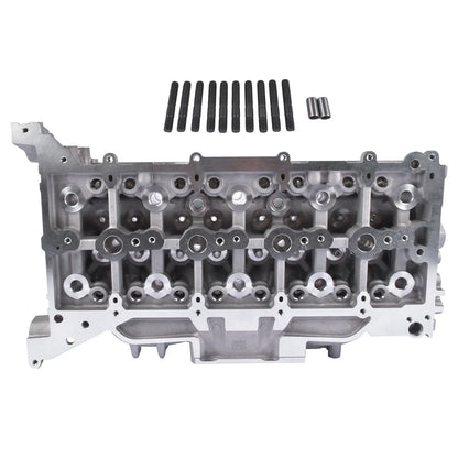 Srebrna aluminiowa głowica cylindrów z czarnymi śrubami pokrywy zaworów i dwoma cylindrycznymi elementami do ford transit custom v362 v363 2.0 ecoblue