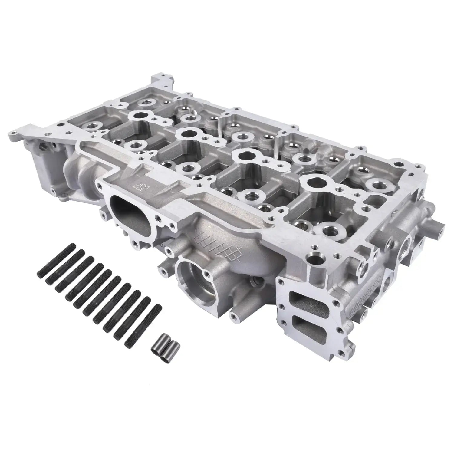 Srebrna aluminiowa głowica cylindra zintegrowanymi bossami pokrywy zaworów i gwintowanymi otworami do śrub do ford transit