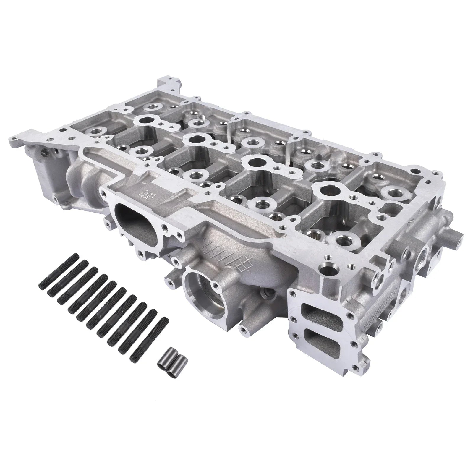 Srebrna aluminiowa głowica cylindra zintegrowanymi bossami pokrywy zaworów i gwintowanymi otworami do śrub do ford transit