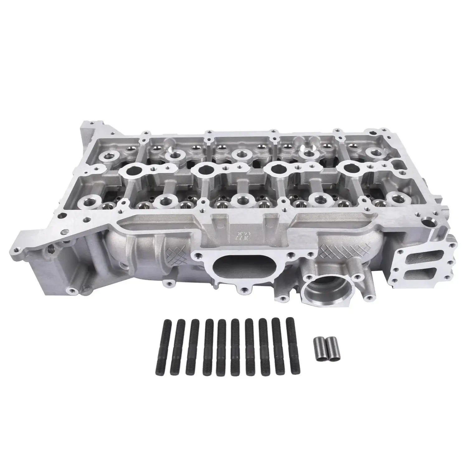 Srebrna aluminiowa głowica cylindra ap03 z frezowanymi gniazdami zaworów i śrubami stalowymi do ford transit