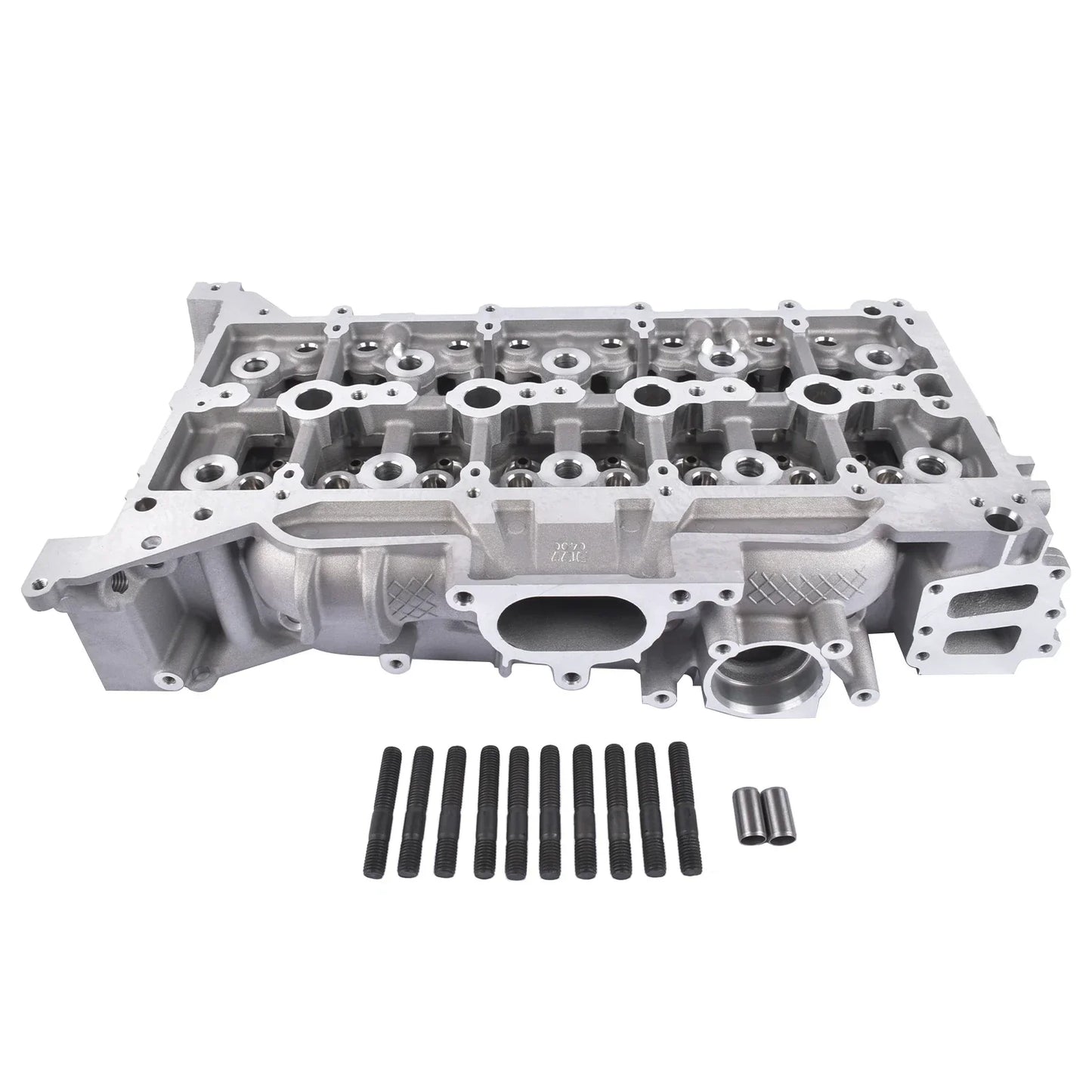 Srebrna aluminiowa głowica cylindra ap03 z frezowanymi gniazdami zaworów i śrubami stalowymi do ford transit