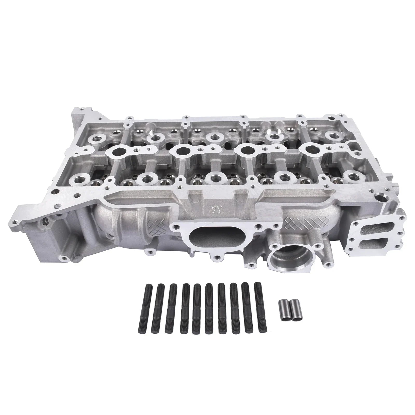 Srebrna aluminiowa głowica cylindra ap03 z frezowanymi gniazdami zaworów i śrubami stalowymi do ford transit