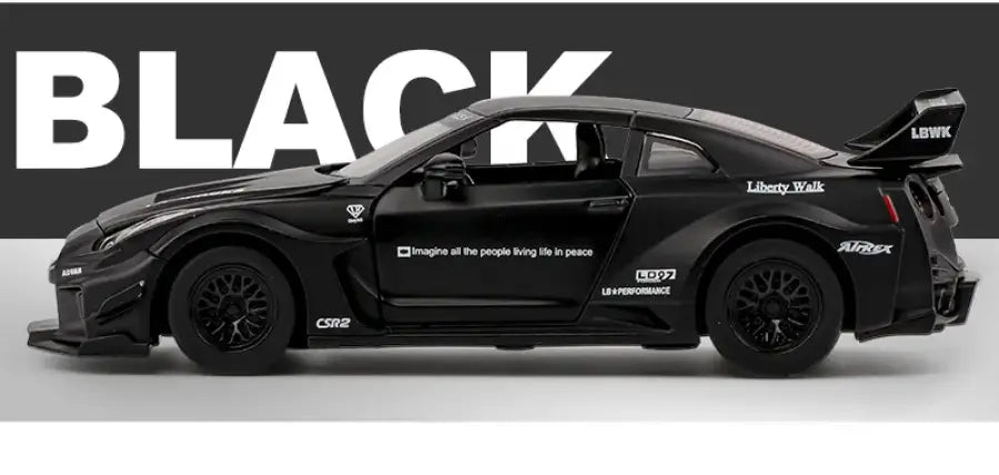 GTR-CSR2 Fast & Furious 1:32 – Metalowy Model Samochodu z Efektami Dźwiękowymi i Świetlnymi - Czarny bez pudełka