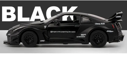 GTR-CSR2 Fast & Furious 1:32 – Metalowy Model Samochodu z Efektami Dźwiękowymi i Świetlnymi - Czarny bez pudełka