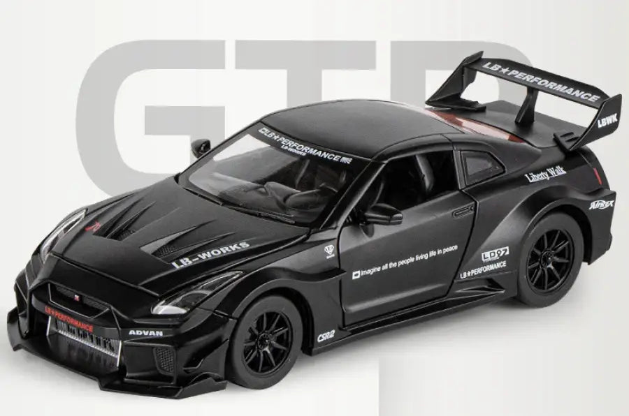 GTR-CSR2 Fast & Furious 1:32 – Metalowy Model Samochodu z Efektami Dźwiękowymi i Świetlnymi - Czarny bez pudełka