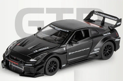 GTR-CSR2 Fast & Furious 1:32 – Metalowy Model Samochodu z Efektami Dźwiękowymi i Świetlnymi - Czarny bez pudełka
