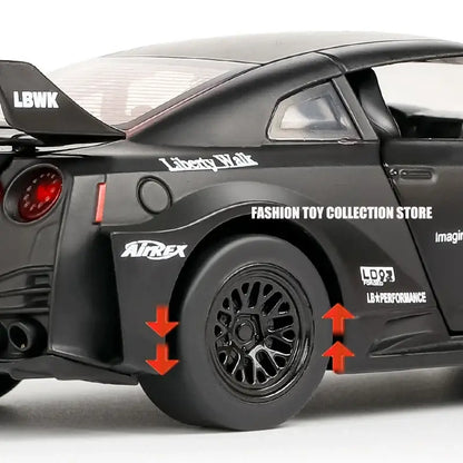 GTR-CSR2 Fast & Furious 1:32 – Metalowy Model Samochodu z Efektami Dźwiękowymi i Świetlnymi - Czarny bez pudełka