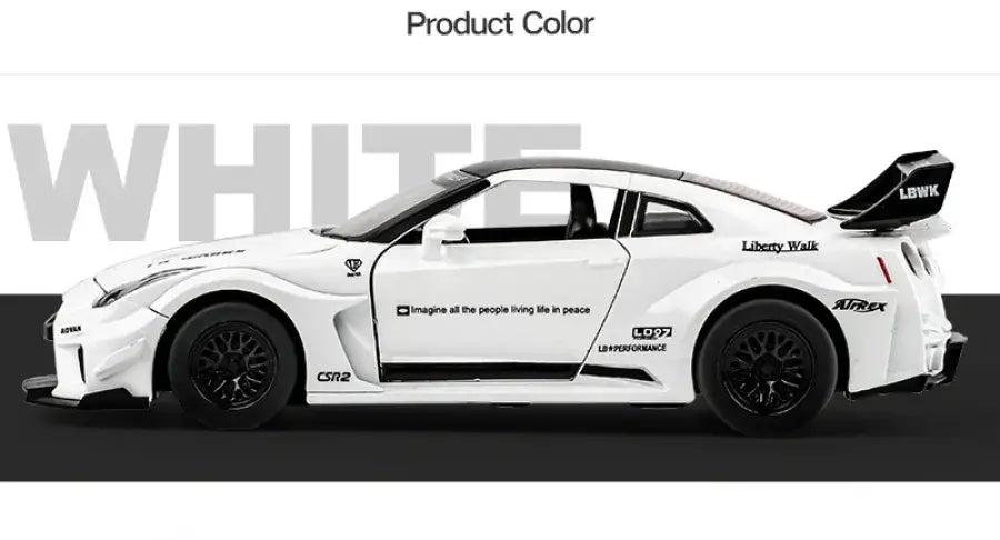 GTR-CSR2 Fast & Furious 1:32 – Metalowy Model Samochodu z Efektami Dźwiękowymi i Świetlnymi - Czarny bez pudełka