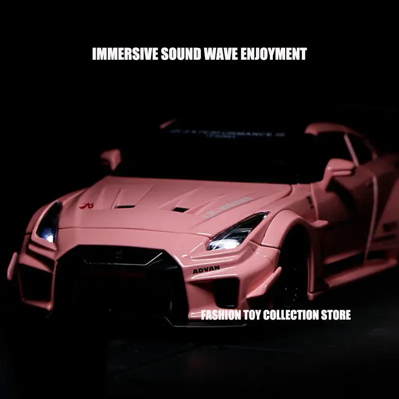 GTR-CSR2 Fast & Furious 1:32 – Metalowy Model Samochodu z Efektami Dźwiękowymi i Świetlnymi - Czarny bez pudełka