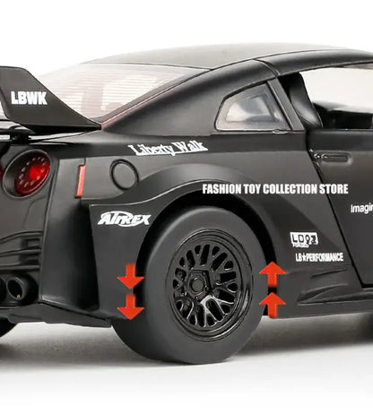 GTR-CSR2 Fast & Furious 1:32 – Metalowy Model Samochodu z Efektami Dźwiękowymi i Świetlnymi - Czarny bez pudełka