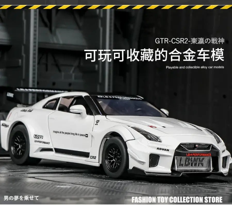 GTR-CSR2 Fast & Furious 1:32 – Metalowy Model Samochodu z Efektami Dźwiękowymi i Świetlnymi - Czarny bez pudełka