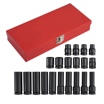 Zestaw 20 głębokich nasadek udarowych 1/2 cala 10–19 mm do kół