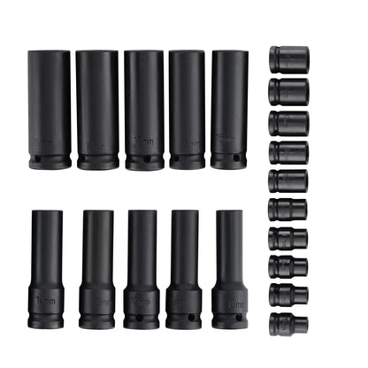 Zestaw 20 głębokich nasadek udarowych 1/2 cala 10–19 mm