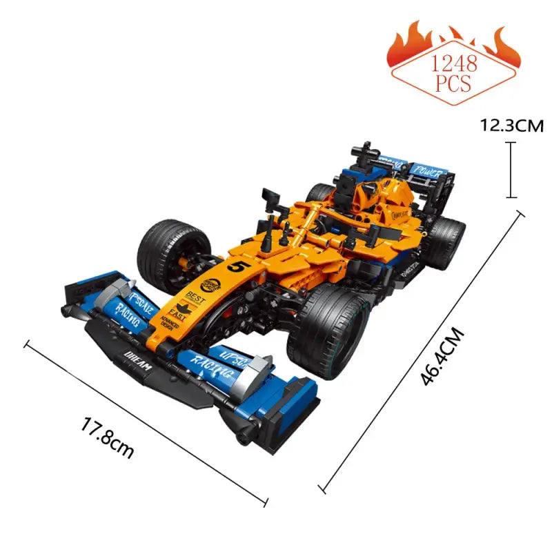 High-Tech Klocki F1 Formula 1 – Zdalnie Sterowany Model Wyścigowy dla Ekspertów - Pomarańczowy (model statyczny)