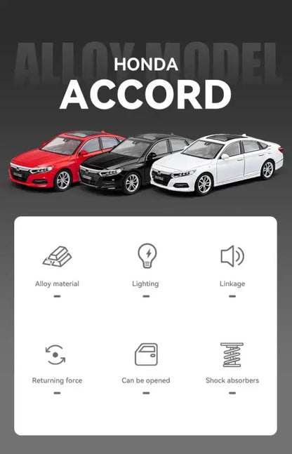 Honda Accord 1:24 Model Metalowy z Dźwiękiem i Światłem