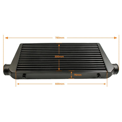 600x300x76 intercooler 3.0" 76 mm inloppsutlopp + 2.5" 64mm intercoolerrörsatser