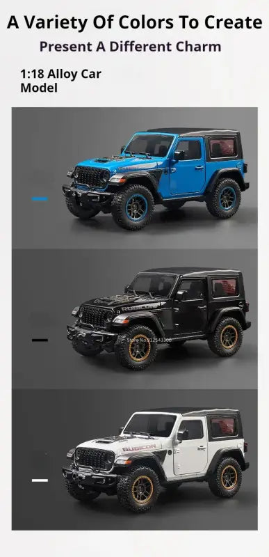 Rubicon Mipon SUV 1:18 – Metalowy Model z Otwieranymi Drzwiami i Zawieszeniem na Czterech Kołach