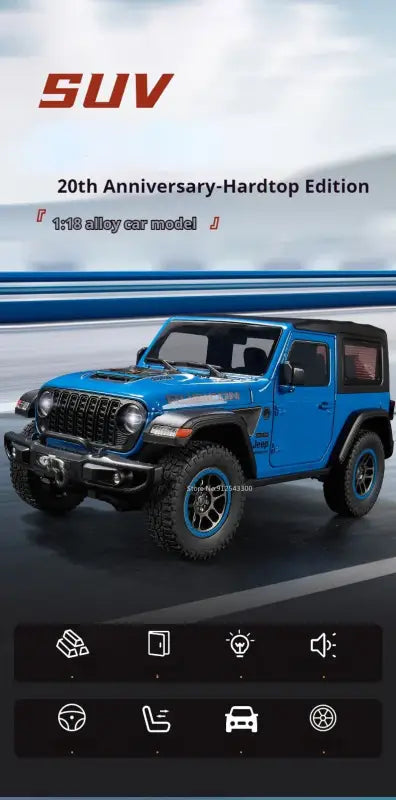 Rubicon Mipon SUV 1:18 – Metalowy Model z Otwieranymi Drzwiami i Zawieszeniem na Czterech Kołach