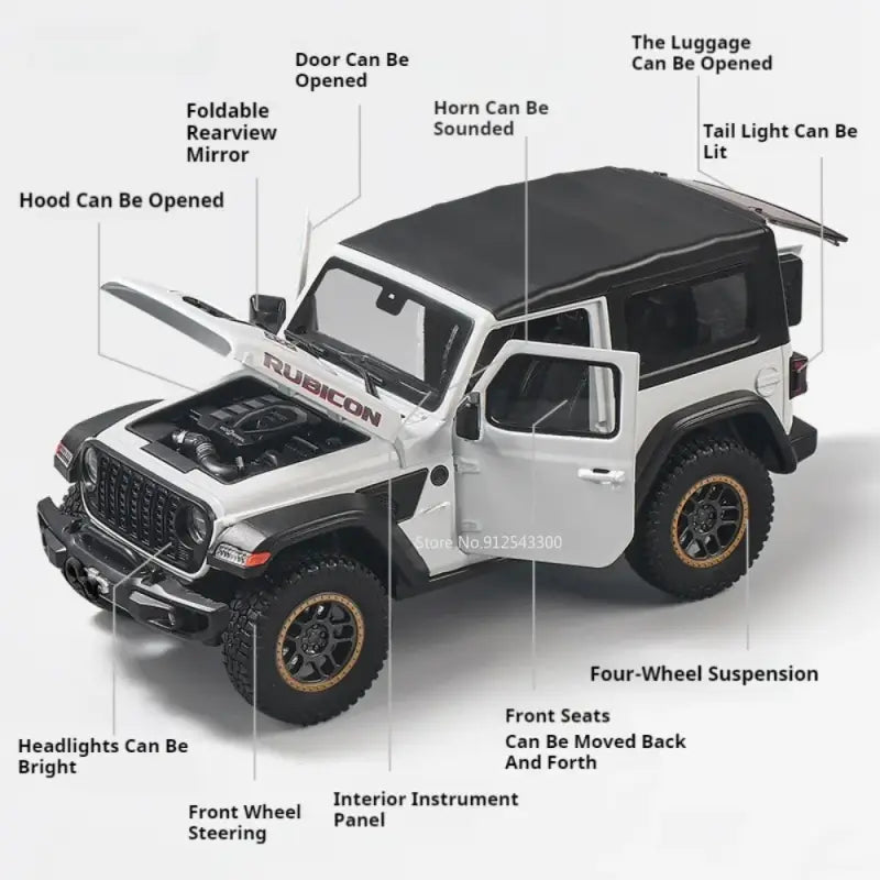 Rubicon Mipon SUV 1:18 – Metalowy Model z Otwieranymi Drzwiami i Zawieszeniem na Czterech Kołach