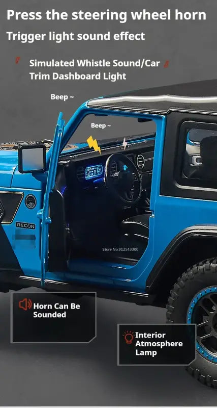 Rubicon Mipon SUV 1:18 – Metalowy Model z Otwieranymi Drzwiami i Zawieszeniem na Czterech Kołach