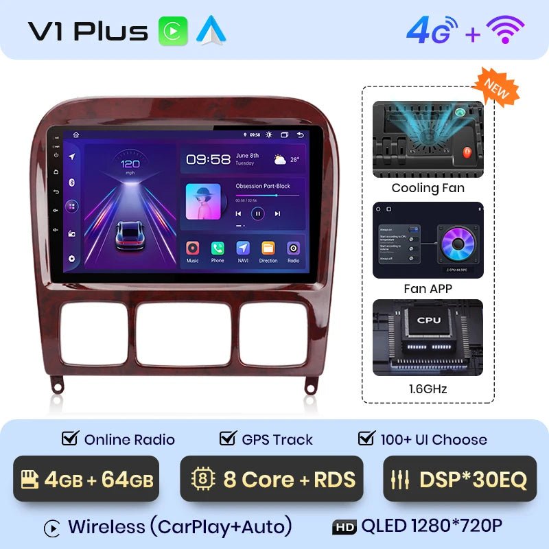 Junsun V1 Plus Car Radio For Mercedes Benz S - Class W220 1998 - 2005 wireless CarPlay Android Auto No 2 din 2din DVD - Multigenus