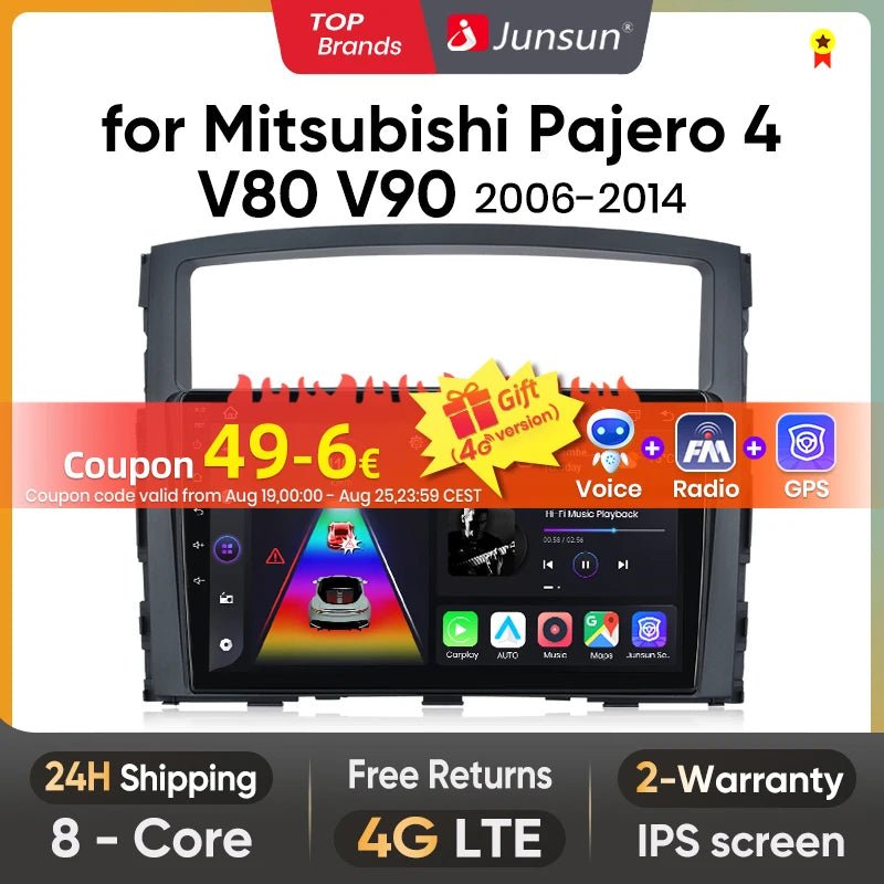 Junsun V1 Plus Car Radio For Mitsubishi Pajero 4 V80 V90 2006 - 2014 wireless CarPlay Android Auto No 2 din 2din DVD - Multigenus