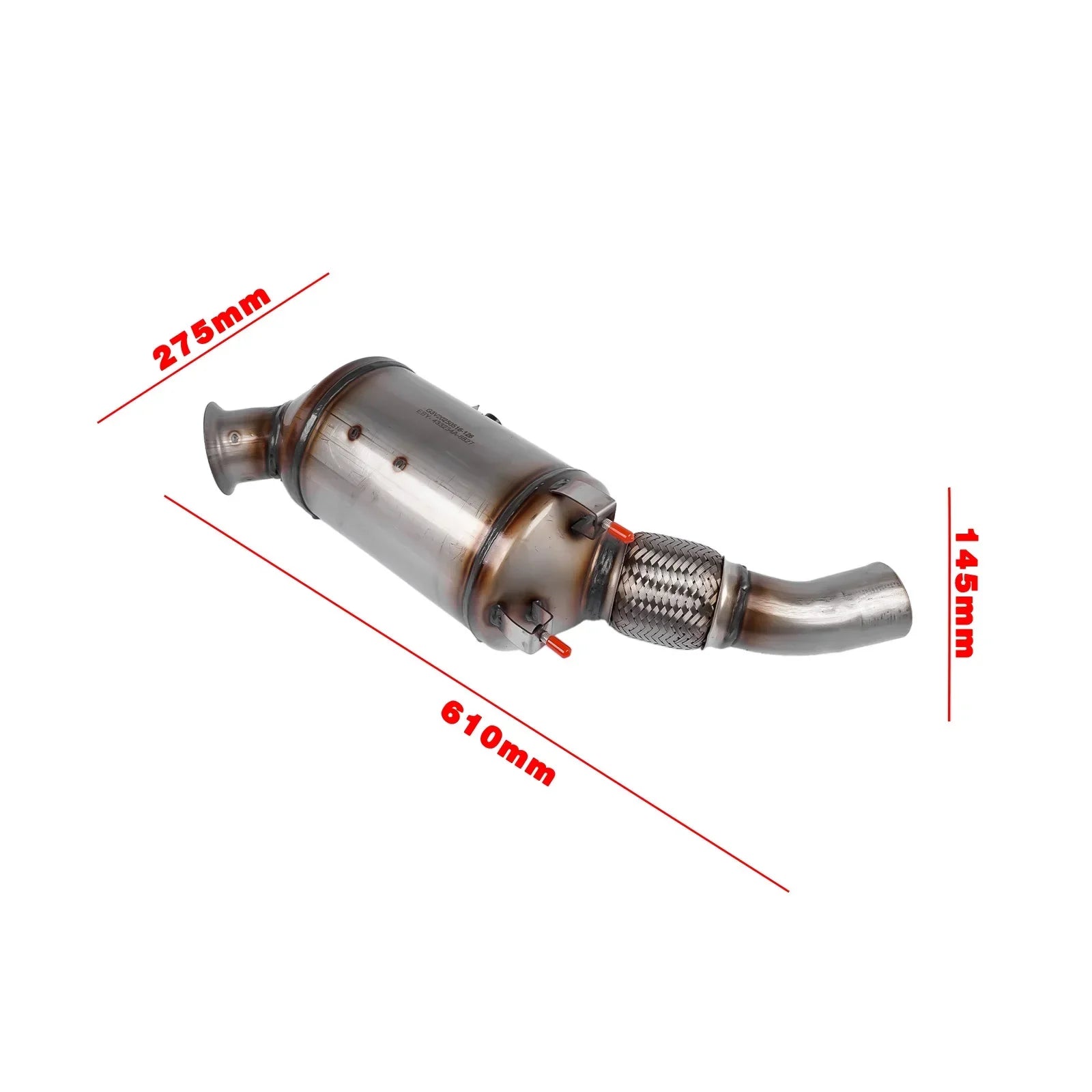Srebrny metaliczny katalizator z cylindrycznym korpusem i wężami metalowymi do bmw 120d e81 e82 e87 e88