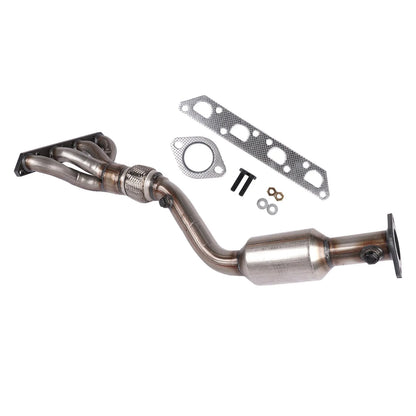 Srebrny metaliczny kolektor wydechowy z katalizatorem do mini cooper s r50 r52 r53 z elastycznym oplecionym odcinkiem