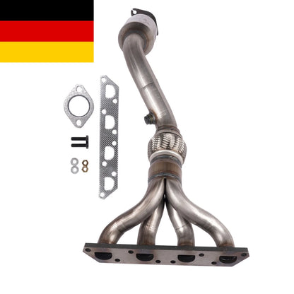 Srebrny metaliczny kolektor wydechowy z oplecionym odcinkiem i kołnierzami do mini cooper s r50 r52 r53 2001 2006 wraz z uszczelkami i elementami montażowymi