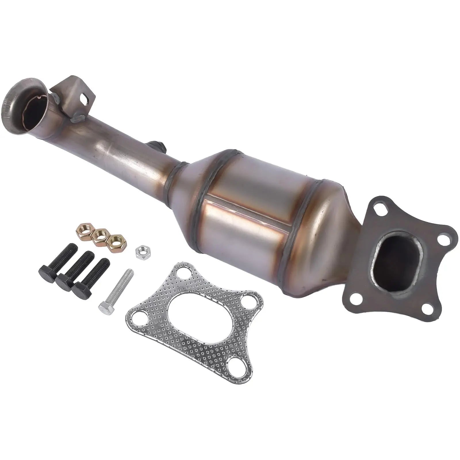 Srebrny katalizator ap02 do peugeot i citroen z cylindrycznym korpusem i akcesoriami montażowymi bm91784h