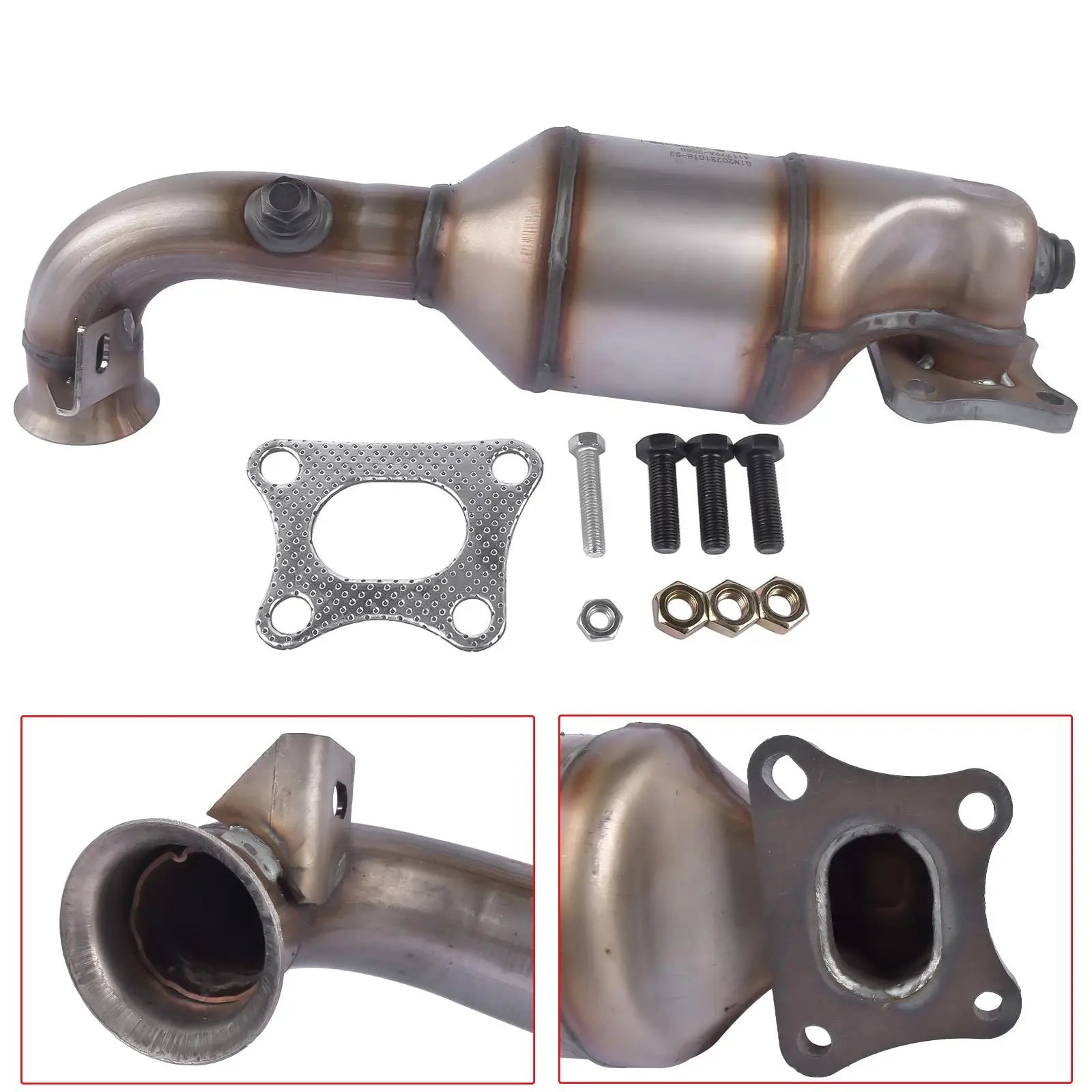 Srebrny katalizator bm91784h z metaliczną lekko zardzewiałą powierzchnią i kołnierzami do peugeot i citroen
