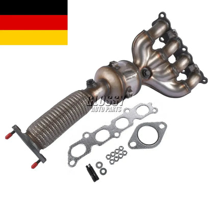 Srebrny metaliczny katalizator wydechu ford b-max ecoSport fiesta vi z siatkowym oplotem i uszczelkami