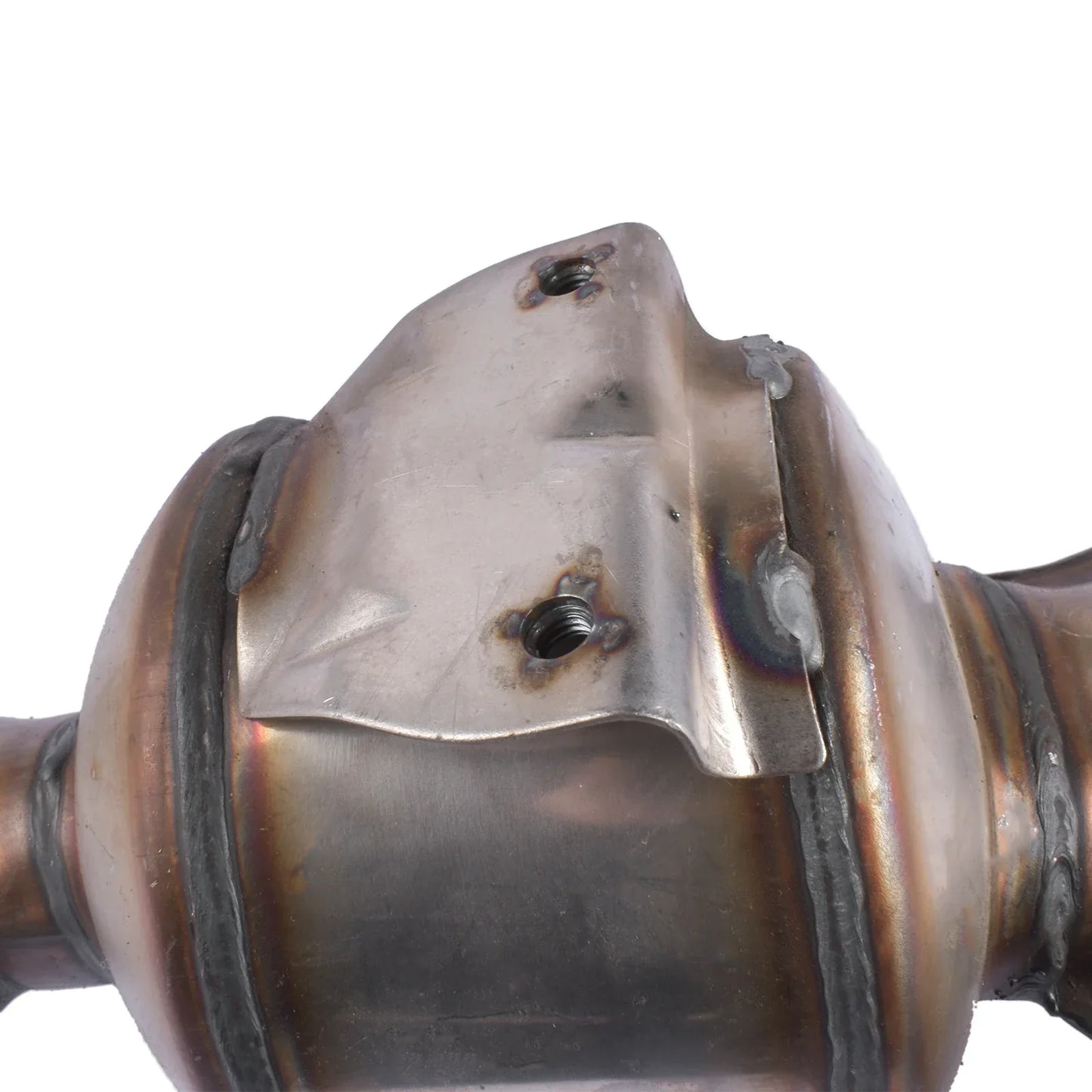 Metalowy cylindryczny katalizator wydechu do ford b-max fiesta vi z płytą spawaną i widocznymi śrubami
