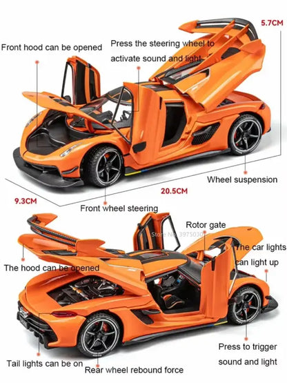 Jesko 1:24 – Metalowy Model Samochodu Sportowego z Otwieranymi Drzwiami i Mechanizmem Cofania