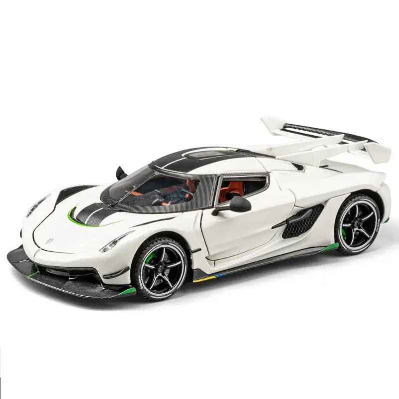 Jesko 1:24 – Metalowy Model Samochodu Sportowego z Otwieranymi Drzwiami i Mechanizmem Cofania - Biały