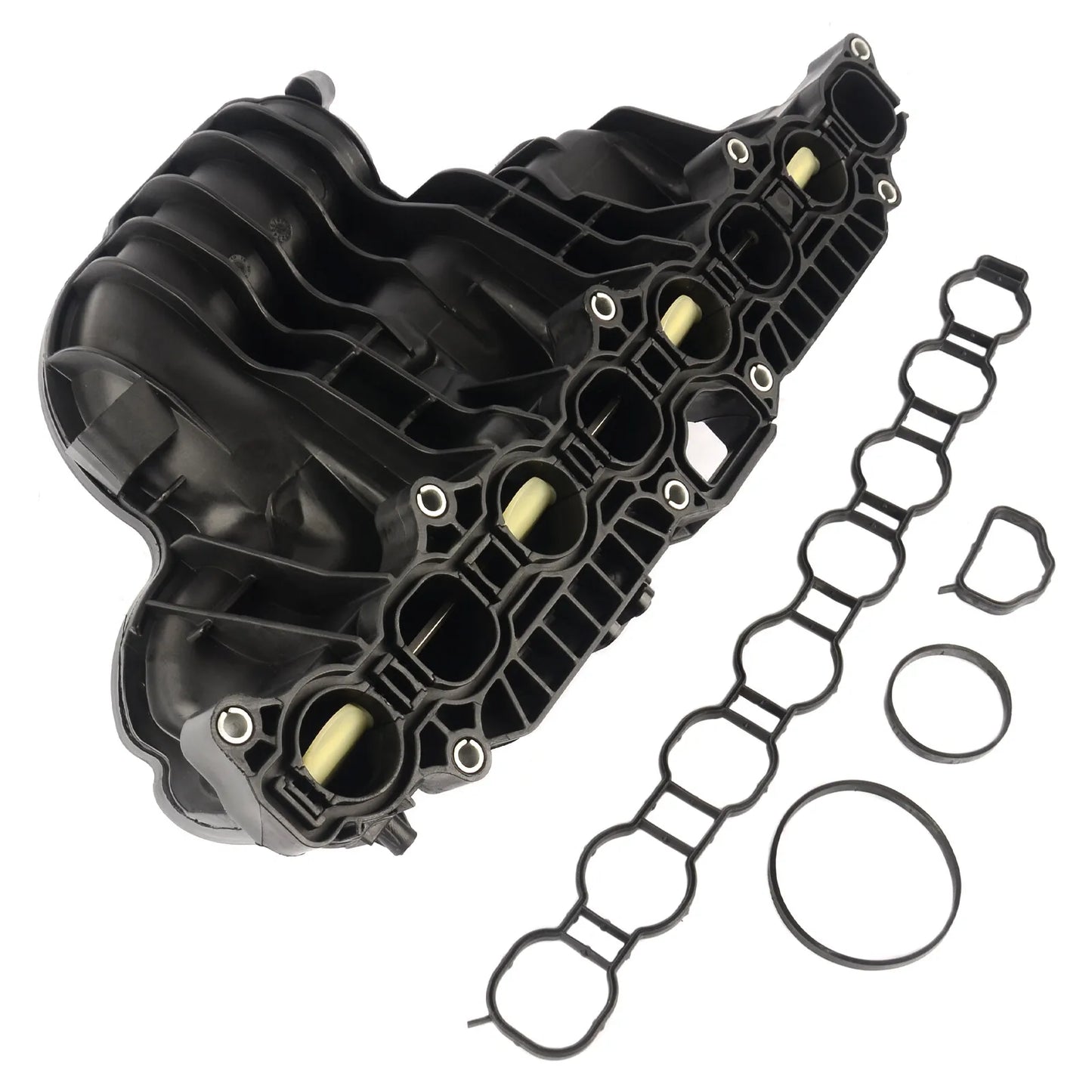 Czarny plastikowy kolektor dolotowy silnika 2.8 crd zintegrowany z uszczelkami do jeep cherokee wrangler jk