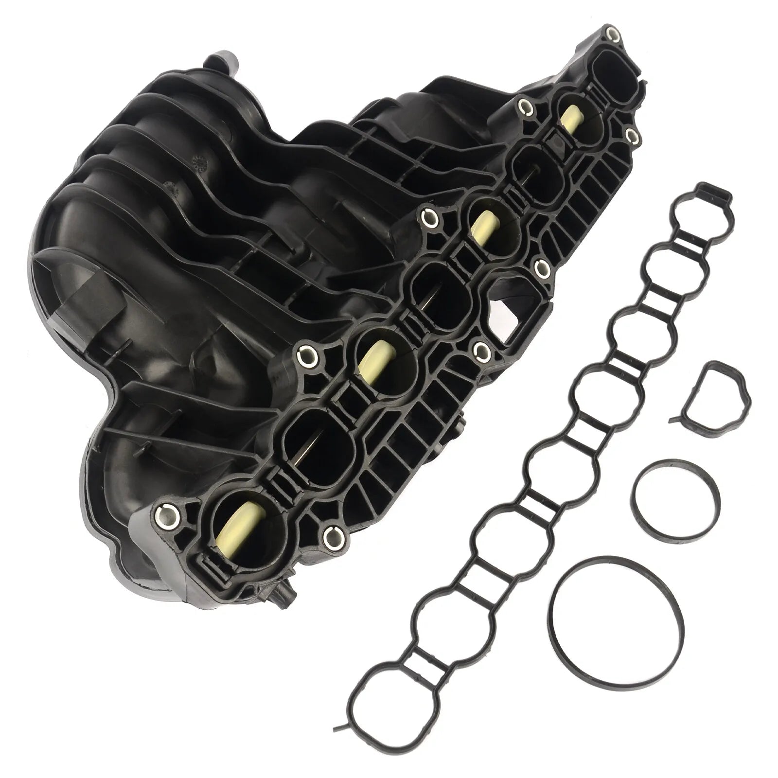 Czarny plastikowy kolektor dolotowy silnika 2.8 crd zintegrowany z uszczelkami do jeep cherokee wrangler jk
