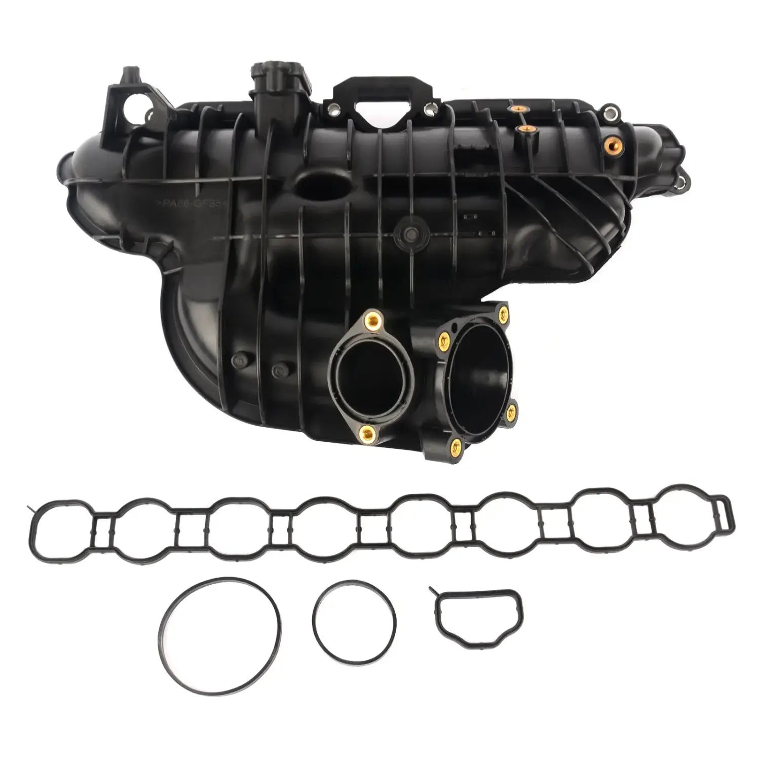 Czarny plastikowy kolektor dolotowy silnika 2.8 crd do jeep cherokee wrangler jk z złotymi gwintowanymi złączami i uszczelkami