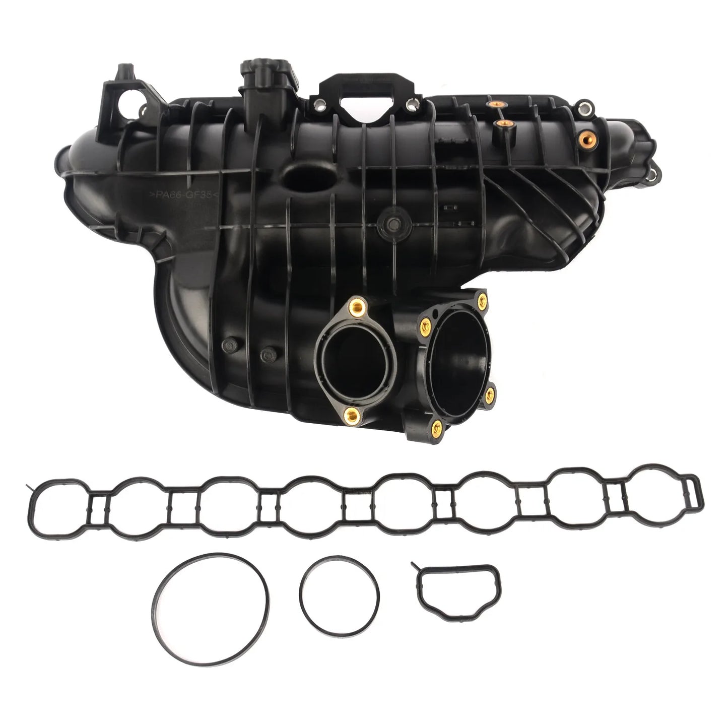 Czarny plastikowy kolektor dolotowy silnika 2.8 crd do jeep cherokee wrangler jk z złotymi gwintowanymi złączami i uszczelkami