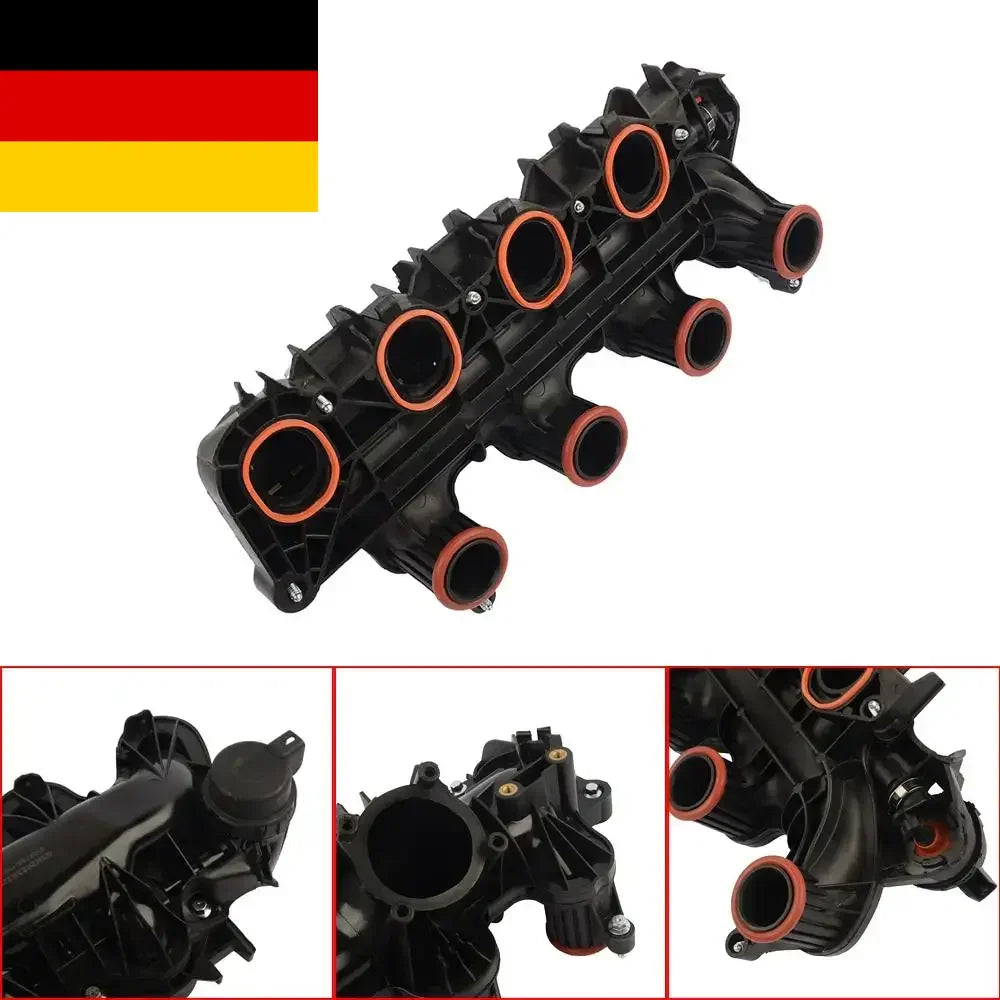 Czarny plastikowy kolektor dolotowy z pomarańczowymi gumowymi uszczelkami do land rover freelander 2 2.2 td4