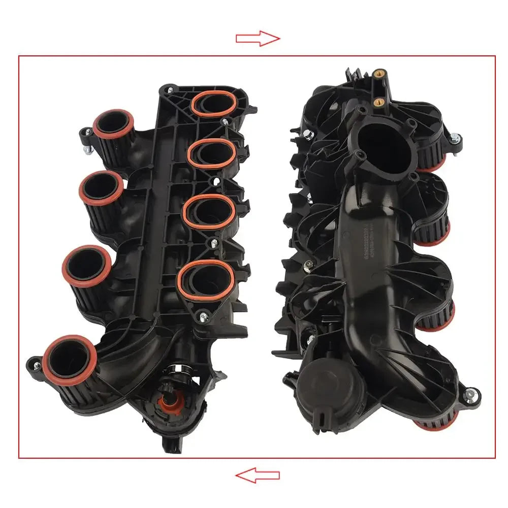 Czarny plastikowy kolektor dolotowy z pomarańczowymi gumowymi uszczelkami do land rover freelander 2 2.2 td4