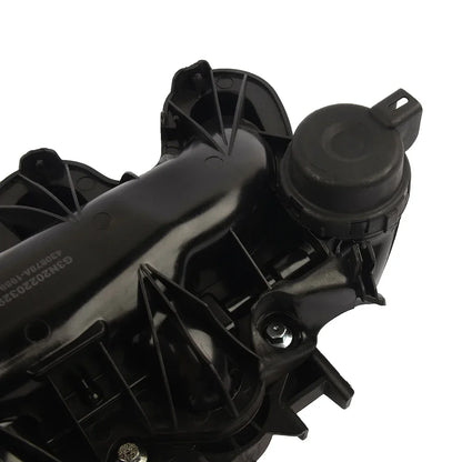 Czarny plastikowy zbiornik cieczy chłodzącej land rover freelander z żebrowaną nakrętką i wzmocnieniami konstrukcyjnymi