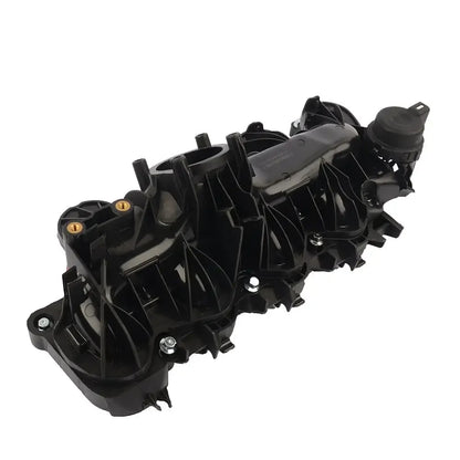 Czarny plastikowy kolektor dolotowy land rover freelander 2 2.2 td4 z złotymi i srebrnymi mocowaniami