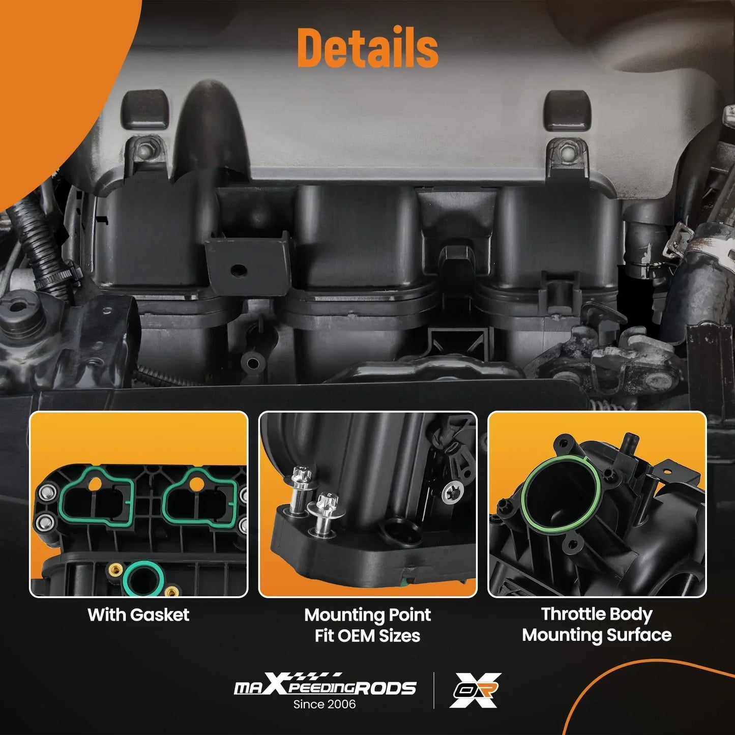 Czarny plastikowy throttle body z zieloną uszczelką i mocowaniem do oryginalnego dopasowania dla opel vauxhall intake manifold