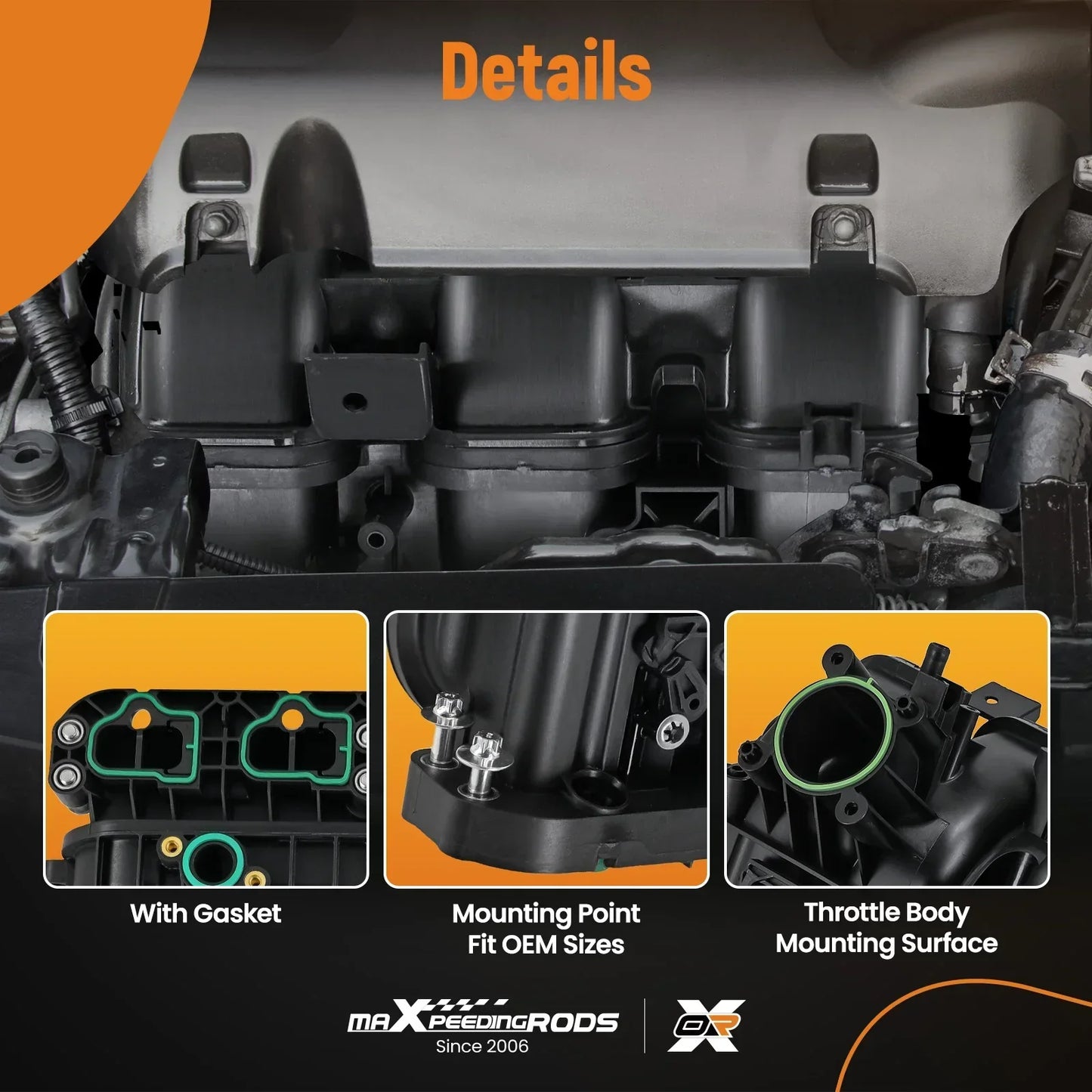 Czarny plastikowy throttle body z zieloną uszczelką i montażem do oryginalnego pasowania do intake manifold for opel vauxhall corsa d